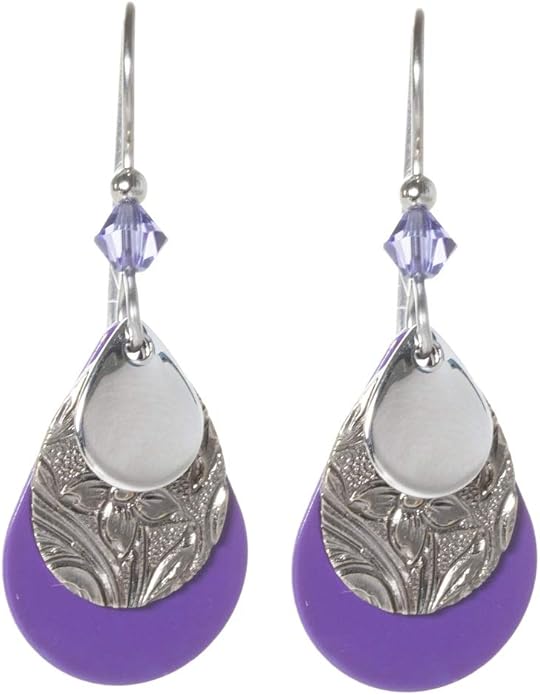 Silver Forest Silver Layered Tears with Purple Tear Drop-NE-0367D
