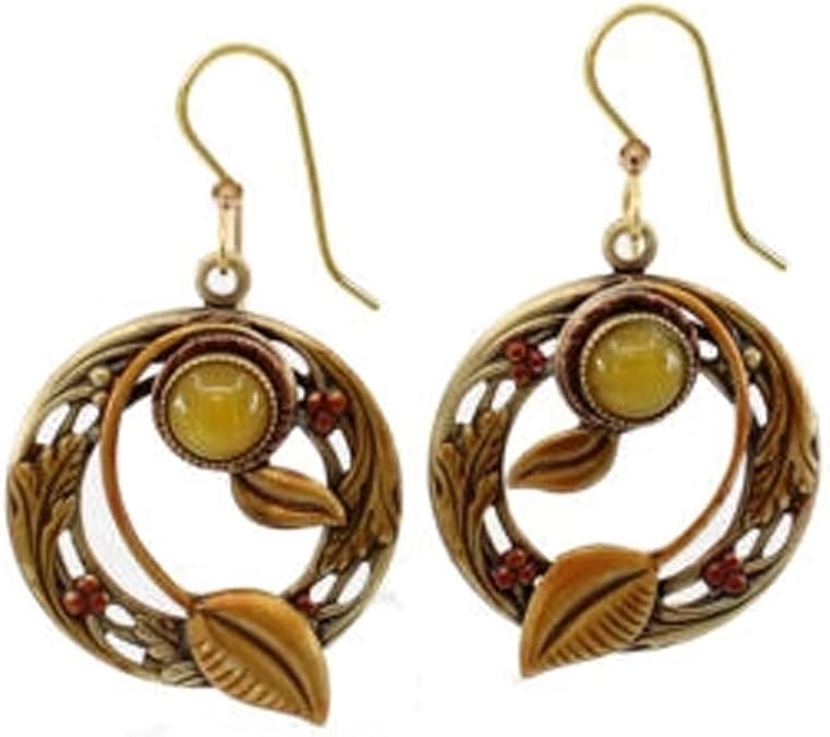 Silver Forest Round with Vines Earrings - NE-0609A