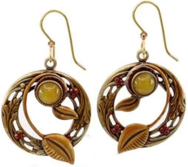 Silver Forest Round with Vines Earrings - NE-0609A