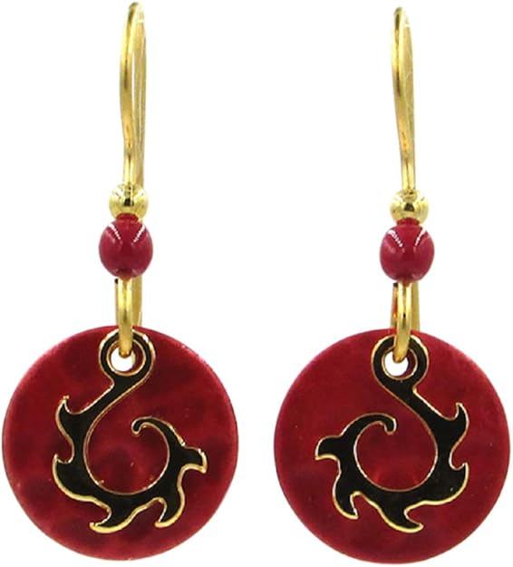 Silver Forest Spoke Look Gold Plated Swirl on Red Round - NE-1771