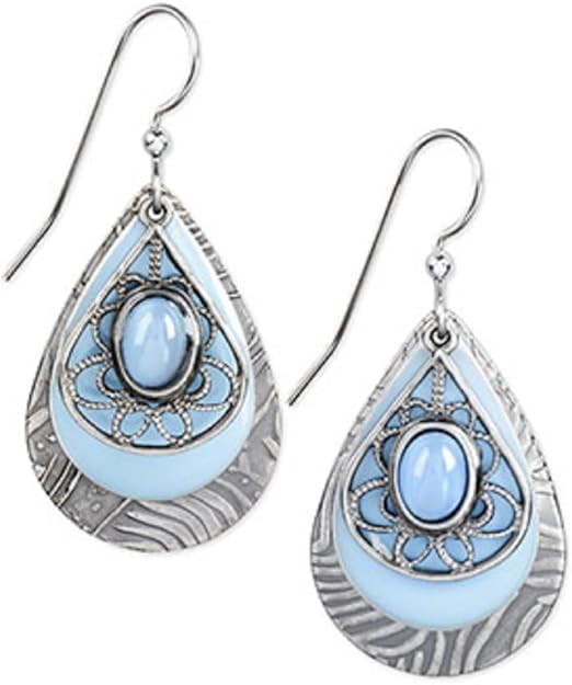 Silver Forest Surgical Steel Blue Moonstone Filigree Earrings - NE-0792B