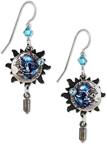 Silver Forest Blue Eclipse Layered Earrings E-9960
