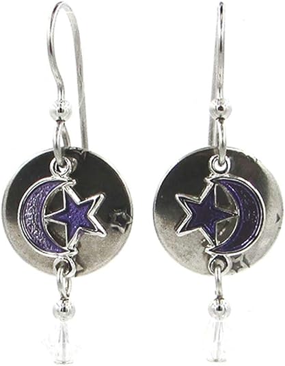 Silver Forest Silver Moon and Star with Drop - NE-1723