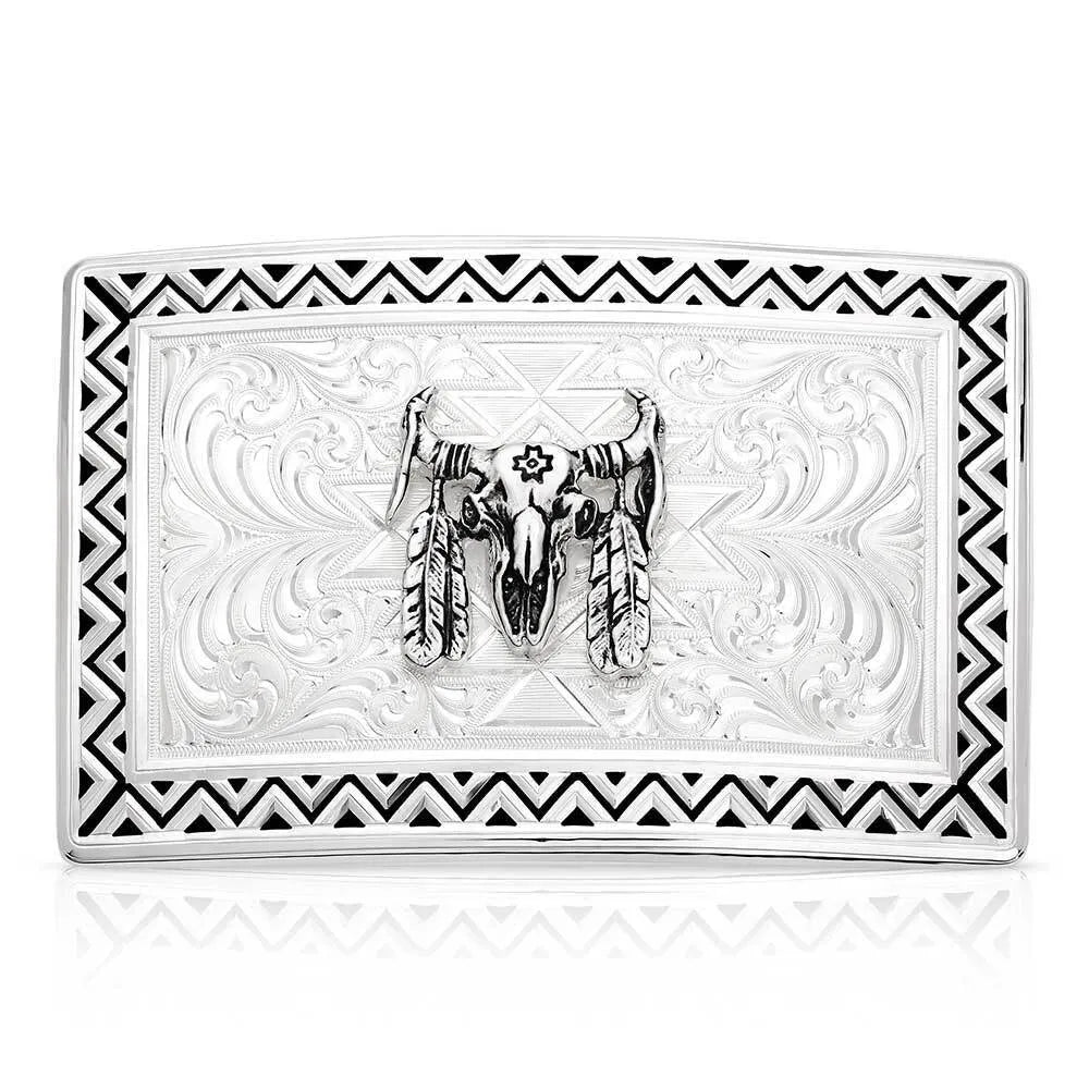 Montana Silversmiths Four Winds Buckle with Buffalo Skull - 54210-447M