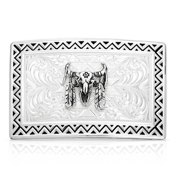 Montana Silversmiths Four Winds Buckle with Buffalo Skull - 54210-447M