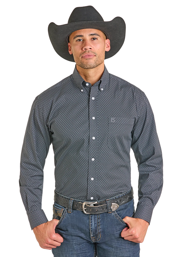 Rock & Roll Men's Long Sleeve 1 Pocket Button Down - SMB2S07409