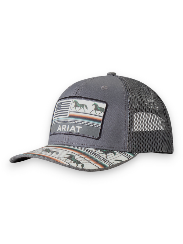 Ariat Ladies Striped Horse American Flag Grey Cap A300082206