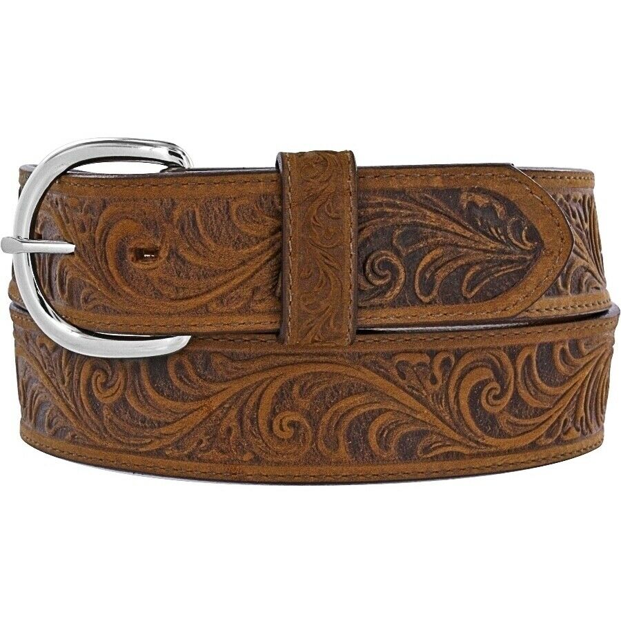 Justin Men's Brown Western Scroll Tooled Belt 53909