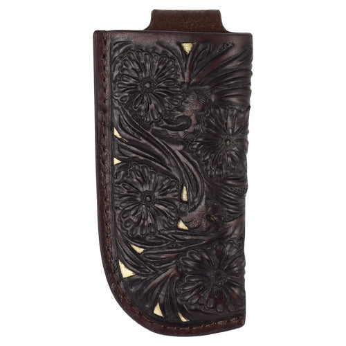 Tony Lama Knife Sheath Floral Tooled Leather Brown - 24153537K