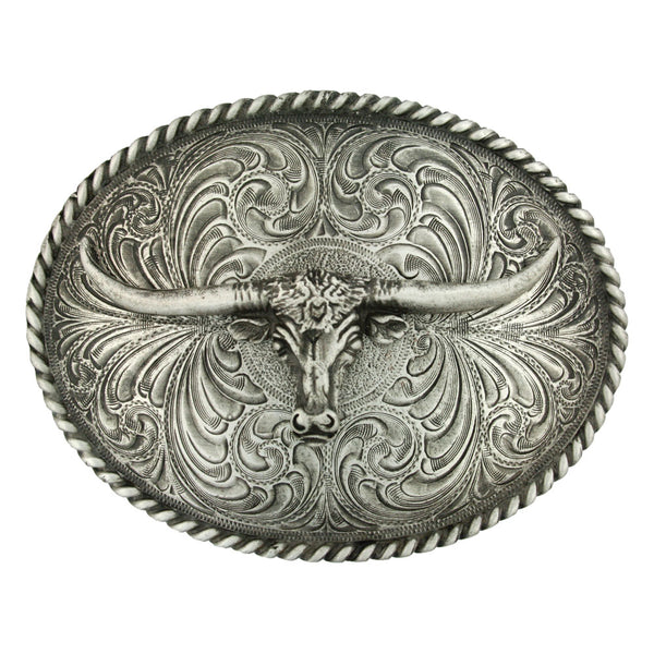 Attitude by Montana Silversmiths Oval Longhorn Classic Buckle- 61028