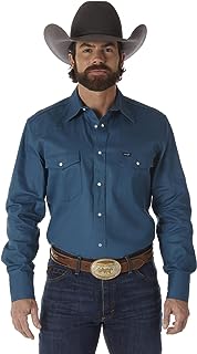Wrangler Men's Cowboy Cut Western Long Sleeve Snap Work Shirt Firm Finish