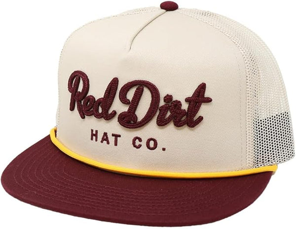 Red Dirt Cowboy Roy Maroon and Khaki Rope 5 Panel Hat - RDHC-456