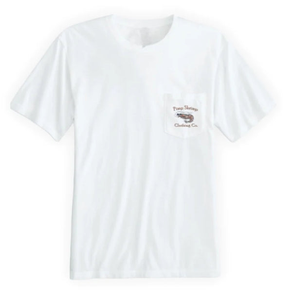 Pimp Shrimp Camo-Back Pocketed T-Shirt - White
