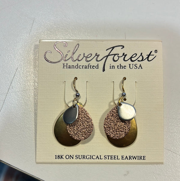 Silver Forest Earrings Triple Tear - NE-0496A