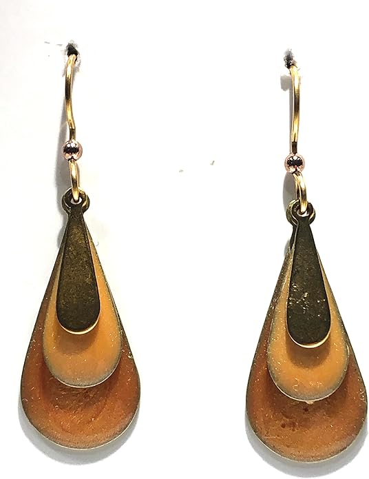Silver Forest Earring Lovely Layered Gold and Orange Tears Pierced Earrings - NE-2209