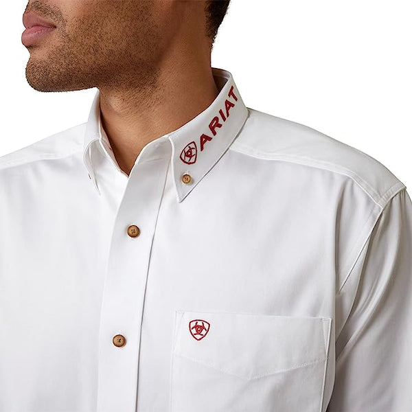 Ariat Men's Team Logo Twill Classic Fit Shirt White Mexico 10040911