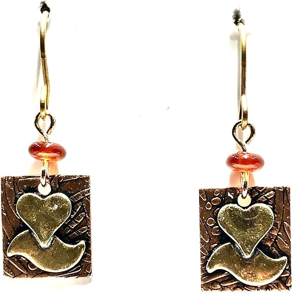 Silver Forest Earrings Heart and Wave in Squre - NE-2144