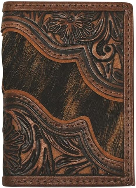 Justin Wallet Floral Tooled Trifold Wallet-2512393223