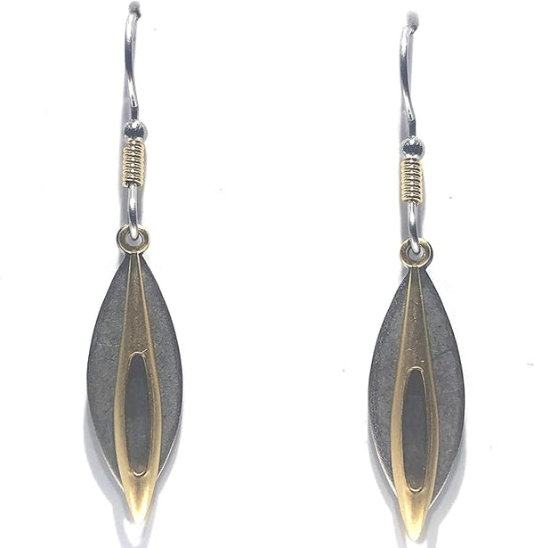Silver Forest Earring Layered Mixed Metal Shapes - NE-2170