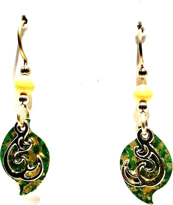 Silver Forest Curl on Paisley & Raku Pierced Earrings NE-1778A