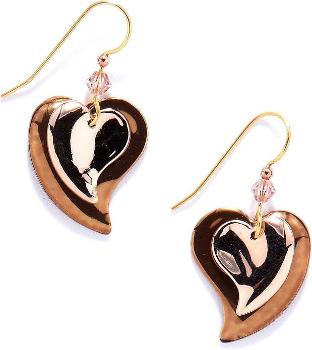 Silver Forest Earring Surgical Steel Double Heart Drop Fishhook - NE-0941
