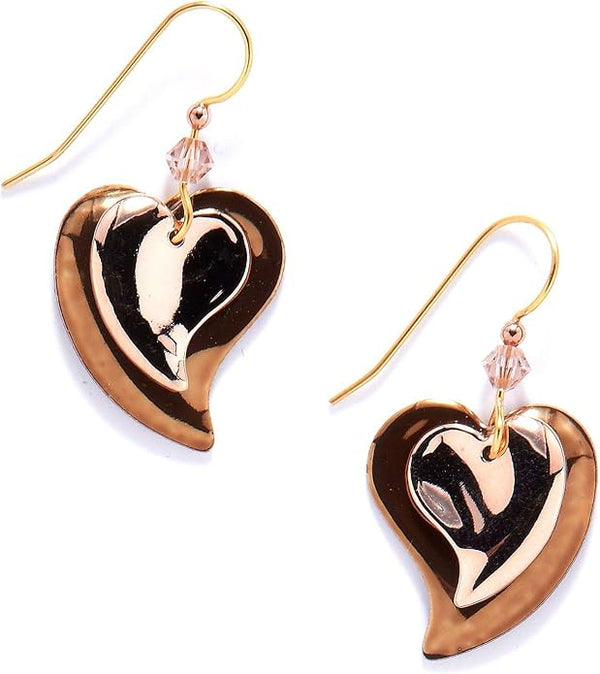 Silver Forest Earring Surgical Steel Double Heart Drop Fishhook - NE-0941