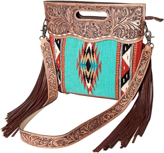American Darling Aztec Saddle Blanket with Tooled Leather Bag - ADBGS146AJ