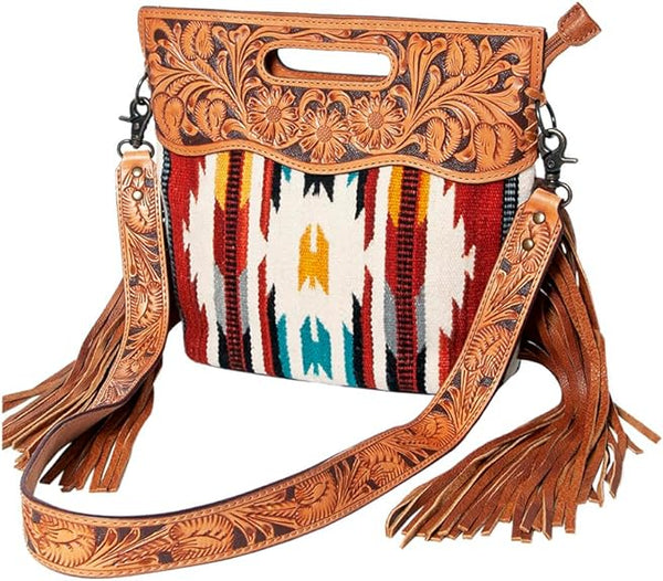 American Darling Aztec Saddle Blanket with Tooled Leather Bag - ADBGS146BA