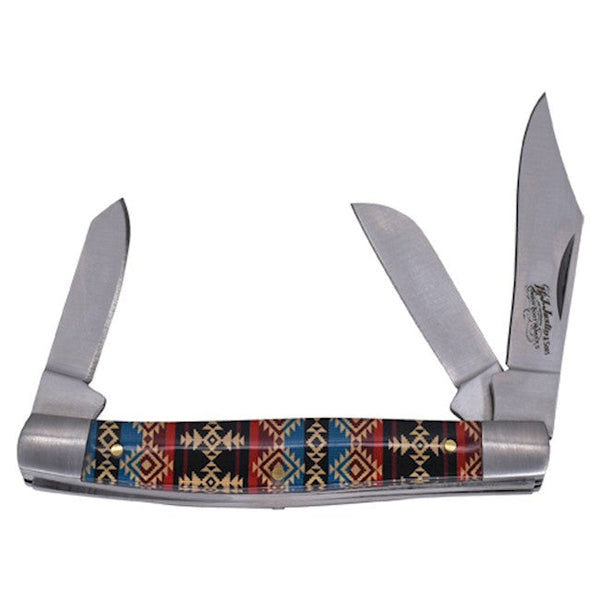 Justin Blue/Red Aztec Three Blade Stockman Knife - 2427430563