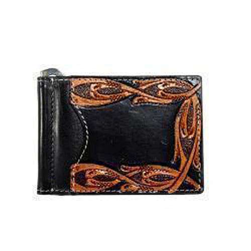 Nocona Black Tooled Bifold Money Clip Wallet - N500049601