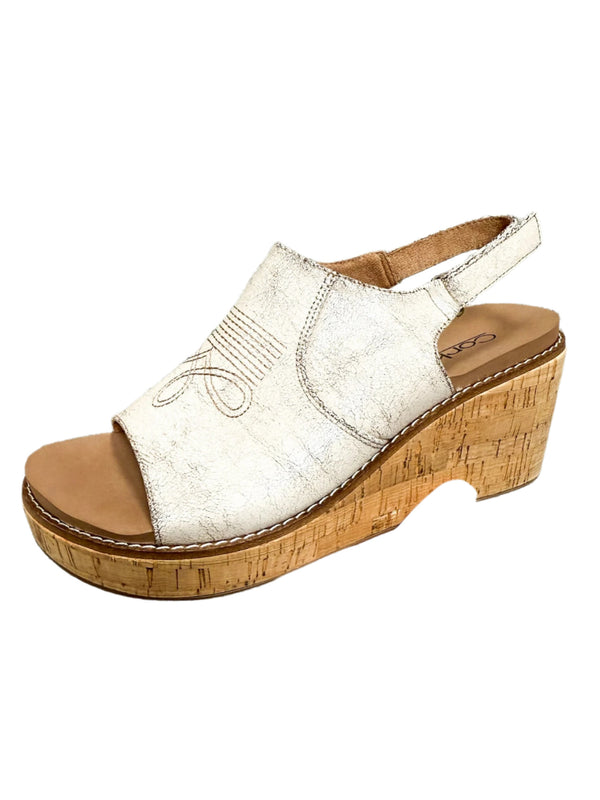 Corkys Ladies Cream Crackle Most Wanted Wedges-41-0632-CCRK-Q