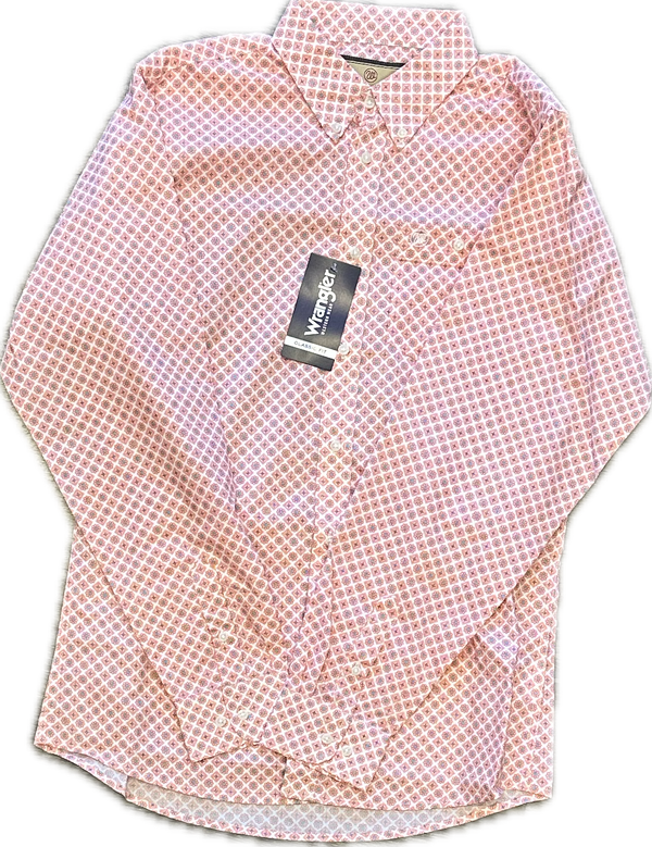 Wrangler Kids Coral Geometrical Pattern Button Down 112346232