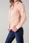 Kimes Ranch Ladies Tucco Mini Check Shirt - Peach