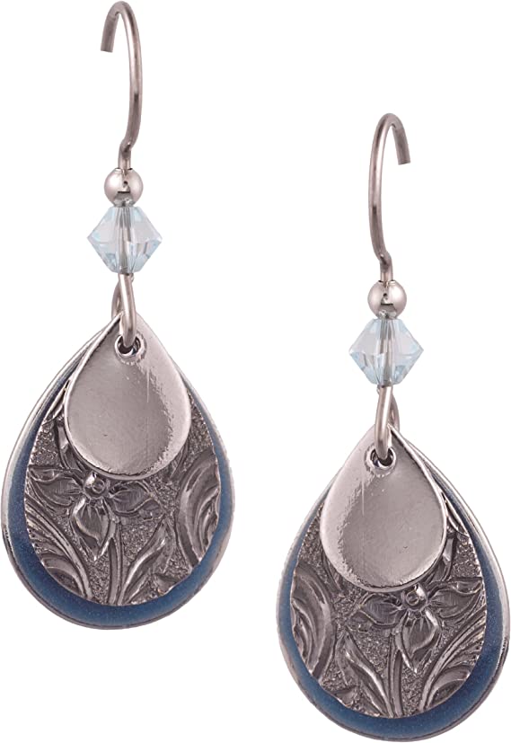 Silver Forest Three Layer Blue Dangle Earrings E-9660