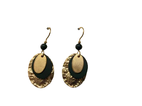 Silver Forest Gold Round Layered with Greed Earrings - NE-2307