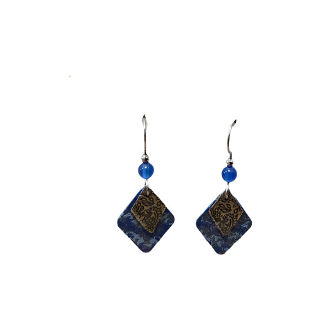 Silver Forest Earring Blue Diamond Drop - NE-0896