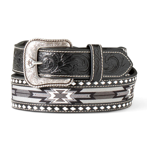 Ariat Men's Southwest Inlay w/ Diamond Lacing Belt - Black A1041901