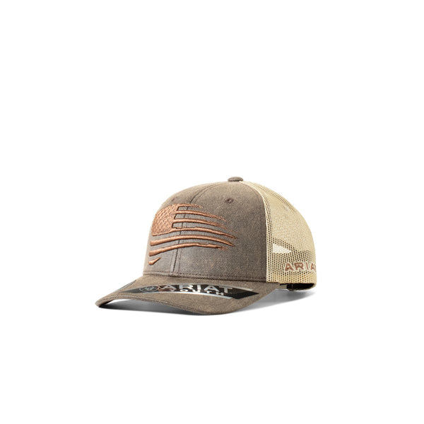 Ariat Youth Flag Brown/Tan Mesh Snapback Cap A300081802