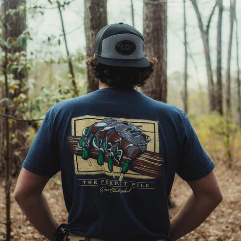 East Coast Waterfowl "Atlantic Flyway Perfect Pile" T-Shirt - Heathered Navy - FLW02
