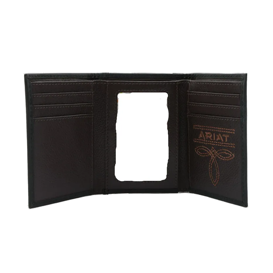 Ariat Men's Logo Black Tri-Fold Wallet A3545901