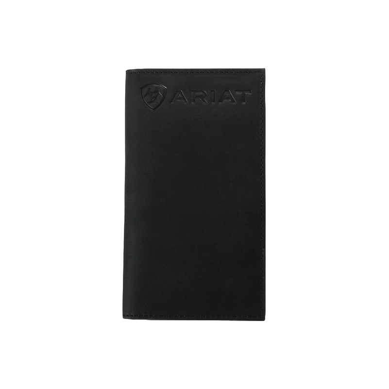 Ariat Men's Embossed Logo Black Checkbook Rodeo Wallet - A3548601