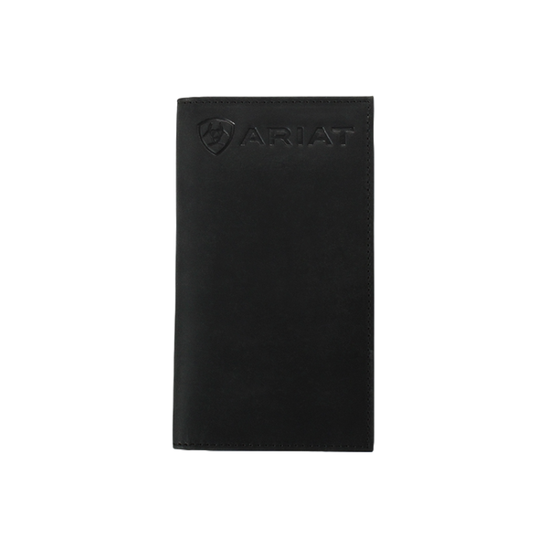 Ariat Men's Embossed Logo Black Checkbook Rodeo Wallet - A3548601