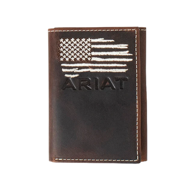Ariat Distressed American Flag Trifold Wallet A3553934