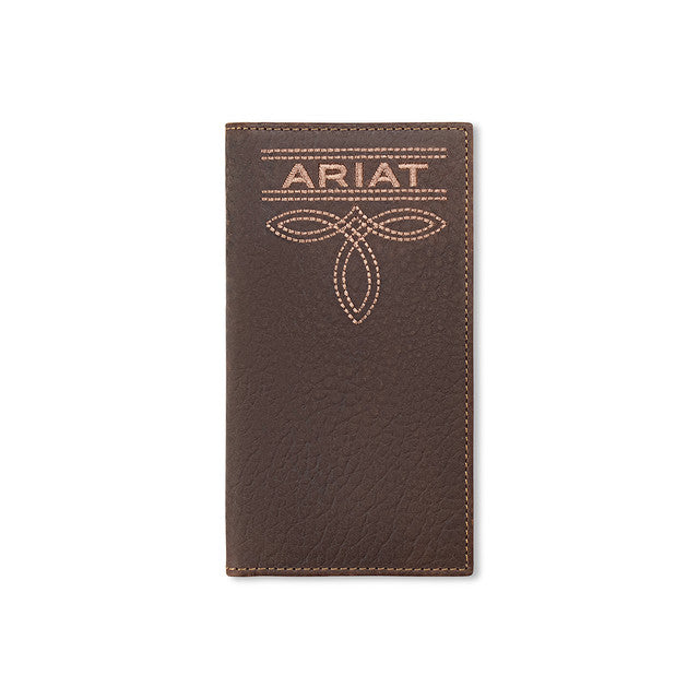 Ariat Rodeo  Brown Check Book with Boot Stitch Wallet - A3563302