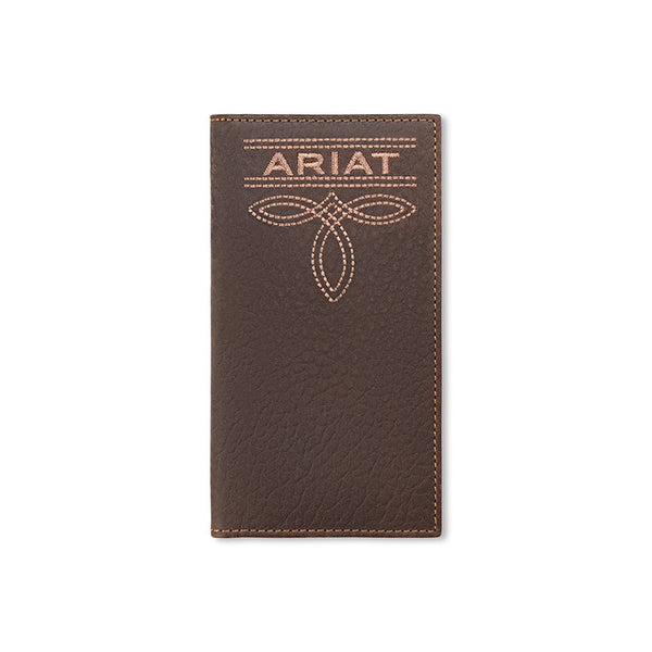 Ariat Rodeo  Brown Check Book with Boot Stitch Wallet - A3563302