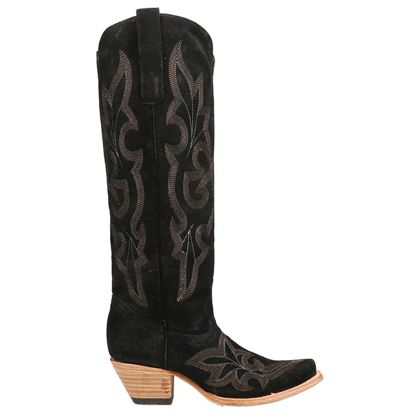 Corral Ladies Black Suede Embroidery Tall Top Boot A4436