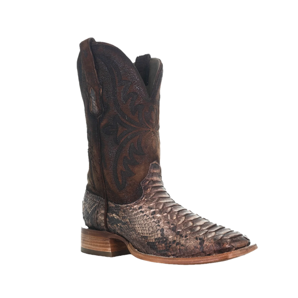Corral Men's Python & Lamb Wide Square Toe Brown Boots - A4499