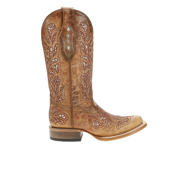 Ladies Corral Sand Glitter Inlay Cowgirl Boots - A4879