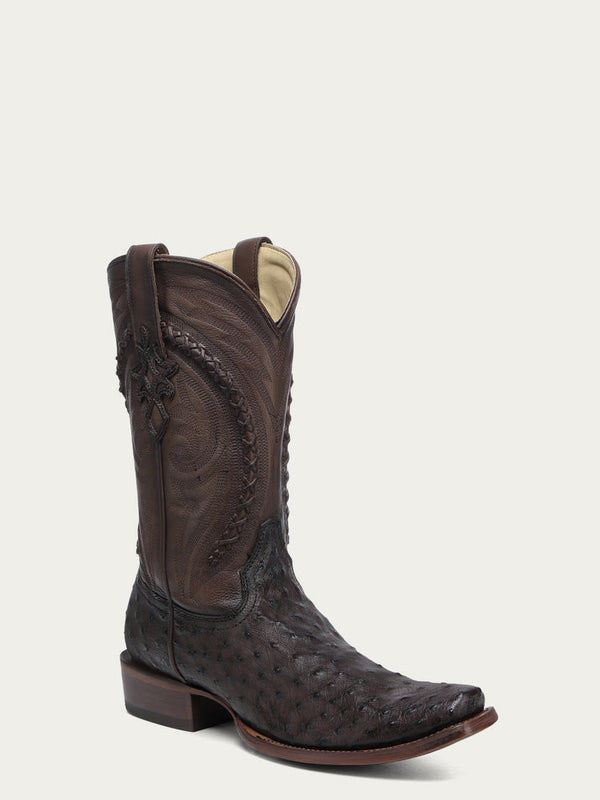 Corral Mens Handwoven Tobacco Ostrich Narrow Square Toe Boot-A4971