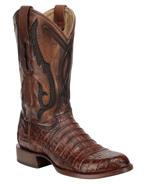 Corral Mens Honey Caiman Inlay Round Toe Western Boots-A5103